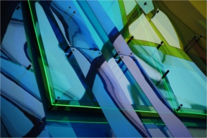 Detail of Whitewater stained glass installation